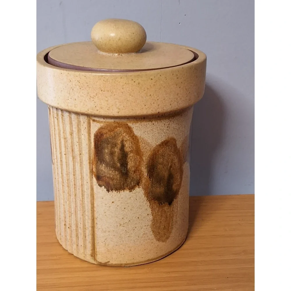 Vintage 1970's MCM Stoneware Kitchen Canister GVC!